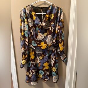NWT Zara Multicolor Floral Long Sleeve Dress Size Medium